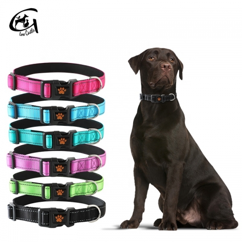 Large Medium Small Premium Soft Padded Reflective Nylon Dog Collar