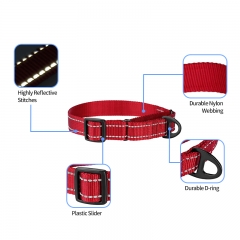 Pet Products Customized Training Reflective Adjustable Nylon Dog Martingale Collar