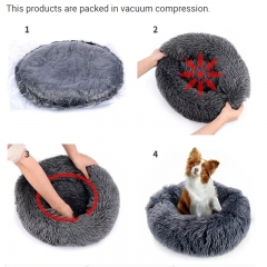 Fluffy Comfy Round Plush New Style Cute Sofa Cat Luxury Dog Beds Pet Bed