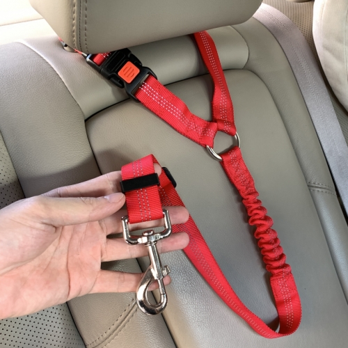 Reflective Elastic Nylon Bungee Safety Restraint Dog Pet Seatbelt Car Adjustable Headrest Seat Belt