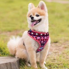 Breathable Fancy Luxury Polyester Pet Stylish Geometric Pattern Vest Adjustable Dog Harness