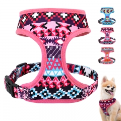 Breathable Fancy Luxury Polyester Pet Stylish Geometric Pattern Vest Adjustable Dog Harness