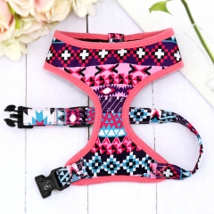 Breathable Fancy Luxury Polyester Pet Stylish Geometric Pattern Vest Adjustable Dog Harness