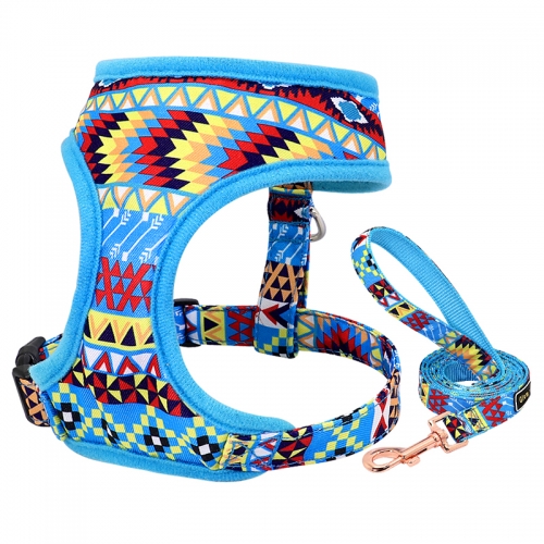 Luxury Padded Adjustable Polyester Pet Lovely Dogs Harness And Leash Set