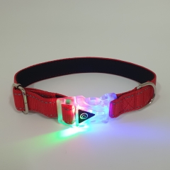 Neoprene Padded LED Electroluminescent Glowing Gleamy Buckle Custom Reflective Nylon Dog Pet Collar