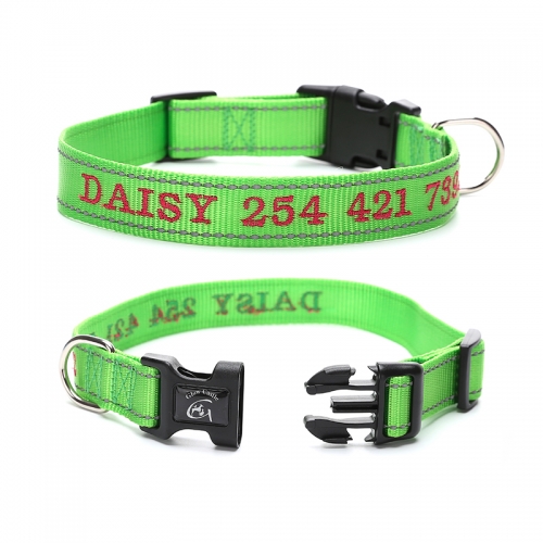 Embroidered Reflective Fashion Adjustable Nylon Custom Pet Collars Dog Training Collar