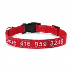 Embroidered Reflective Fashion Adjustable Nylon Custom Pet Collars Dog Training Collar