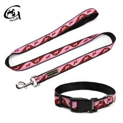 Training Custom Colorful Nylon Fancy Pet Dog Collars And Leashes Pattern Collar Leash Set