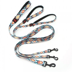 Neoprene Handle Dog Leash Training Custom Designer Heat Transfer Rainbow Colorful Show Leashes