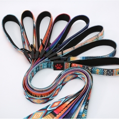 Neoprene Handle Dog Leash Training Custom Designer Heat Transfer Rainbow Colorful Show Leashes