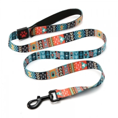 Neoprene Handle Dog Leash Training Custom Designer Heat Transfer Rainbow Colorful Show Leashes