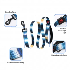 Neoprene Handle Dog Leash Training Custom Designer Heat Transfer Rainbow Colorful Show Leashes