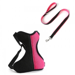 Fashion Soft Padded Contrasting Colors Air Mesh Breathable Chest Custom Dog Leash And Harness Set