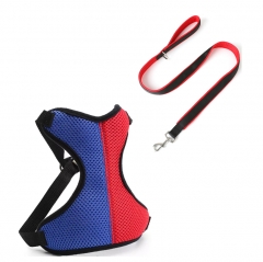 Fashion Soft Padded Contrasting Colors Air Mesh Breathable Chest Custom Dog Leash And Harness Set