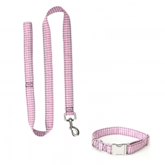 Plaids Pet Metal Buckle Adjustable Collar Custom Lead Dog Collars And Leash Set