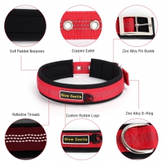 Dog Thick Neoprene Padded Designer Training Reflective Nylon Heavy Duty Soft Collars And Leash Set