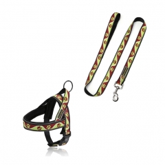 Paw Pattern Large Big Dog Reflective Harness Walk Custom Small Nylon Dog Harness Leash Set