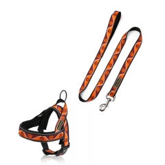 Paw Pattern Large Big Dog Reflective Harness Walk Custom Small Nylon Dog Harness Leash Set