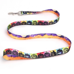 Halloween New Custom Puckish Dog Collars And Leash Colorful Nylon Designer Pet Pattern Collar Leash Set