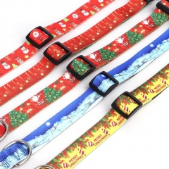 Christmas New Heat Transfer Printing Dog Collar Custom Pattern Pet Suppliers Designer Dogs Collars