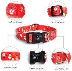 Christmas New Heat Transfer Printing Dog Collar Custom Pattern Pet Suppliers Designer Dogs Collars