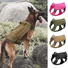 Reflective Tactical Dog Military No Pull Harness K9 Vest Training Pet Hiking MOLLE Harness For Medium Large Dogs