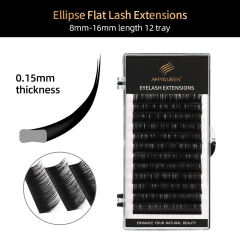 0.15mm Thickness Synthetic Ellipse Flat Lash Extensions