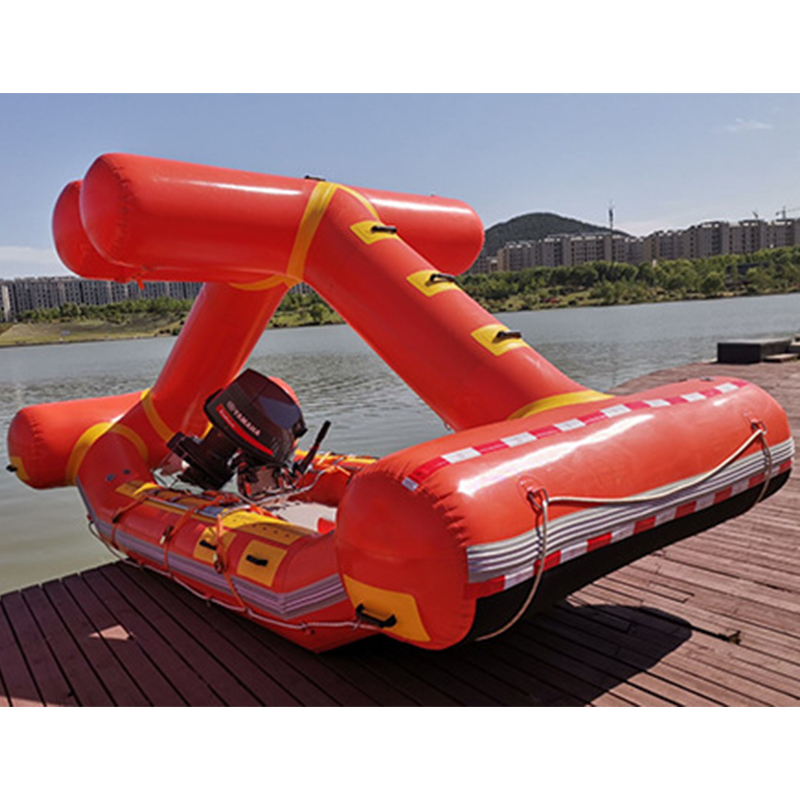 Self-upending lifeboat