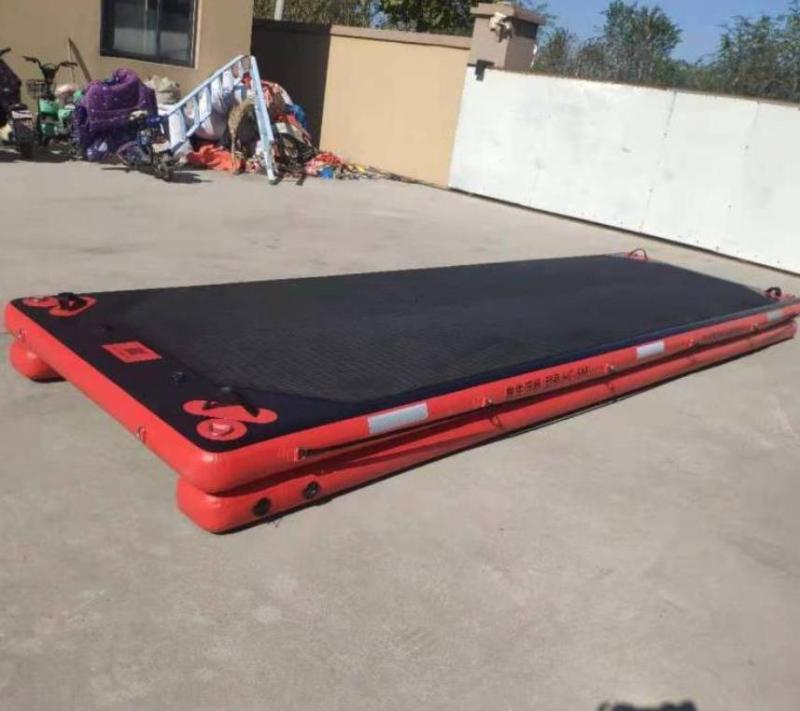 Water and ice rescue platform-inflatable pontoon