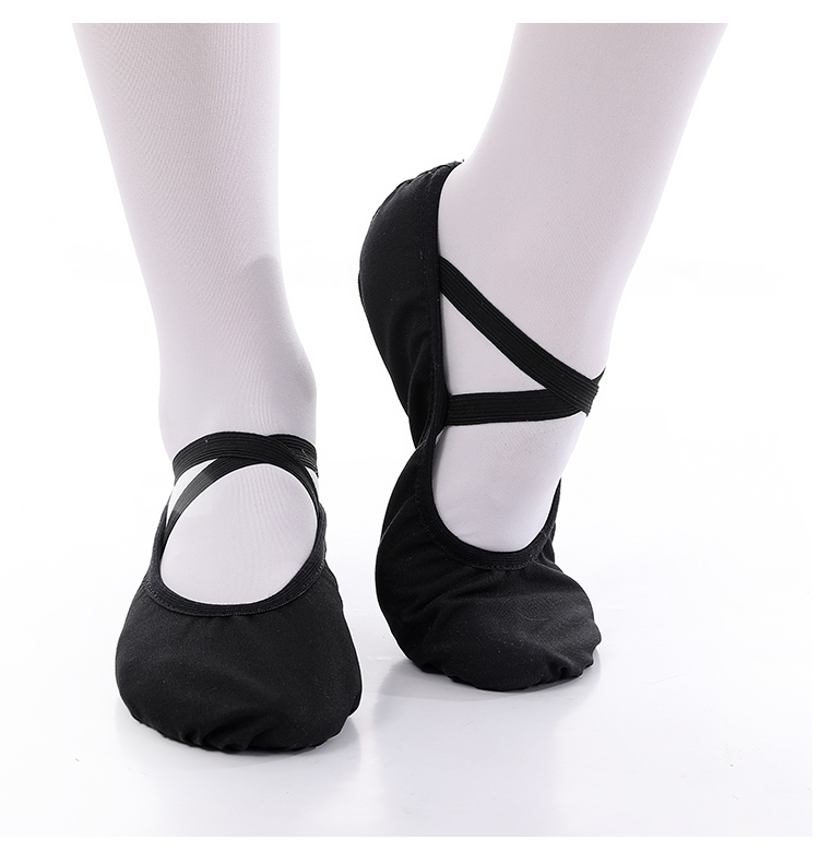 Black canvas ballet online shoes