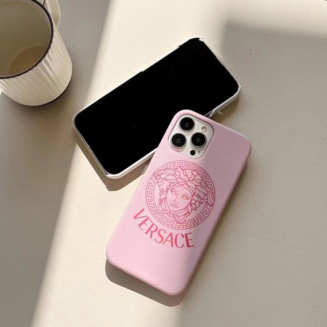 ま*u様 Versace iPhone13ケース ピンク メデューサ ヴェルサーチェ iPhone13Pro/13ProMax/12ケース 定番 VERSACE