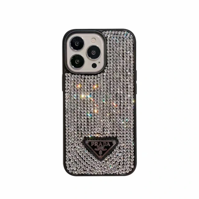 プラダ iPhone13ProMaxケース ラインストーン付き PRADA iPhone13Proケース キラキラ Prada iPhone 12ProMax 11Pro XSMax 8Plusケース 贅沢 アイフォンカバー 派手 オシャレ 女性向け おすすめ