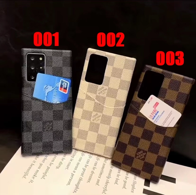 ヴィトン Galaxy S22 Plus/S21 Plusケース カードポケット付き ルイビトン Galaxy S21 Ultraケース ダミエ Louis Vuitton Galaxy S20 Plusケース カード収納 ビジネス 高級感 エレガント 黒 白 茶色 全3色 cocobuyee通販