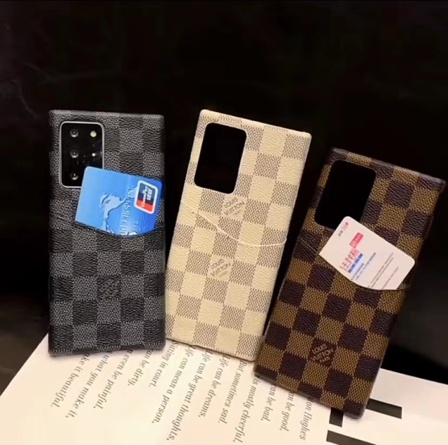 ヴィトン Galaxy S22 Plus/S21 Plusケース カードポケット付き ルイビトン Galaxy S21 Ultraケース ダミエ Louis Vuitton Galaxy S20 Plusケース カード収納 ビジネス 高級感 エレガント 黒 白 茶色 全3色 cocobuyee通販