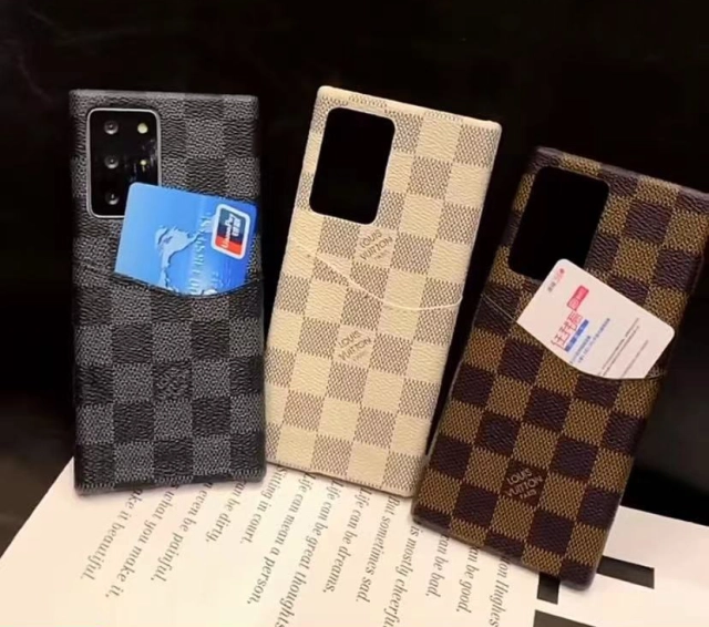 ヴィトン Galaxy S22 Plus/S21 Plusケース カードポケット付き ルイビトン Galaxy S21 Ultraケース ダミエ Louis Vuitton Galaxy S20 Plusケース カード収納 ビジネス 高級感 エレガント 黒 白 茶色 全3色 cocobuyee通販