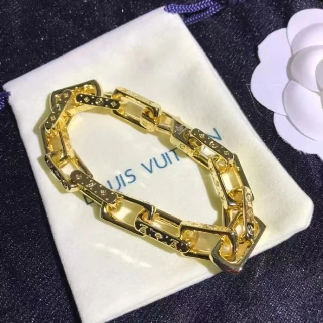 ヴィトン ブレスレット モノグラム LOUIS VUITTON チェーン ブレスレット メンズ ルイビトン 腕輪 プレゼント ギフト 金 銀 全2色 ブランドコピー cocobuyee通販