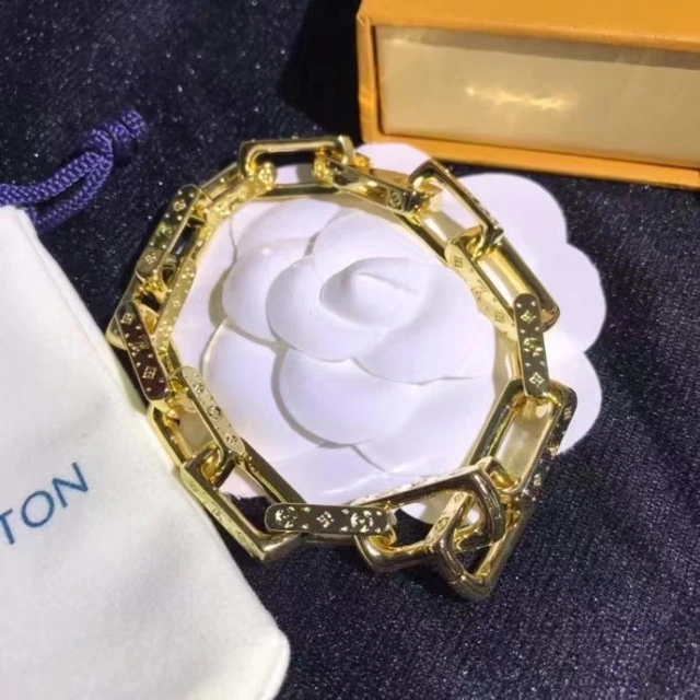 ヴィトン ブレスレット モノグラム LOUIS VUITTON チェーン ブレスレット メンズ ルイビトン 腕輪 プレゼント ギフト 金 銀 全2色 ブランドコピー cocobuyee通販