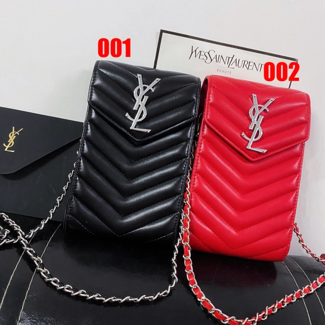 サンローラン スマホポシェット かわいい YSLロゴ入り スマホポーチ 斜  