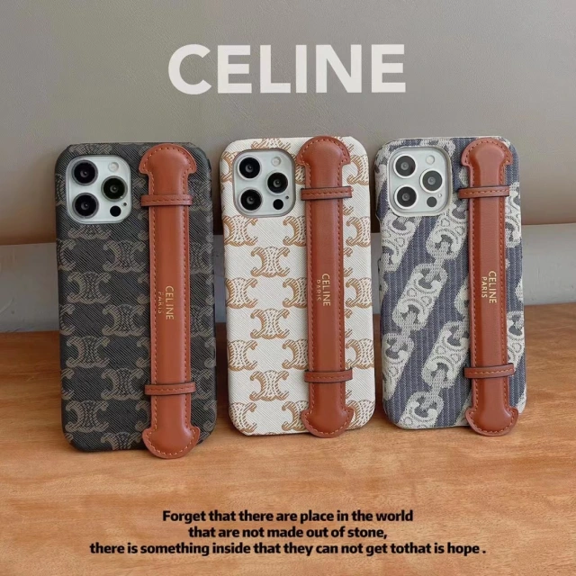 セリーヌ iPhone13ProMaxケース お手持ちベルト付き トリオンフ柄 Celine iPhone13Proケース 芸能人愛用 CELINE iPhone 12Proケース バンド付き celine iPhone11ProMaxケース 可愛い ファッション 全3色