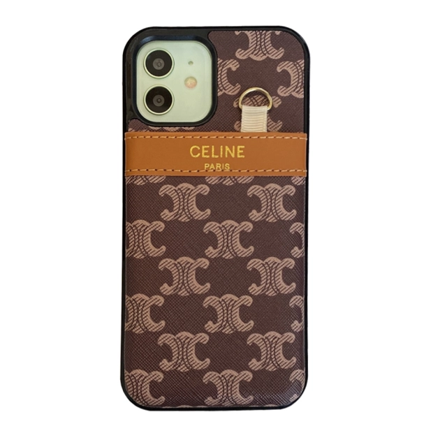 セリーヌ iPhone13Proケース トリオンフ柄 カード収納 CELINE iPhone 13ProMaxケース カードポケット付き Celine アイフォン12ProMax 12Mini 11Pro XS SE2 8Plusケース オシャレ 便利 おすすめ
