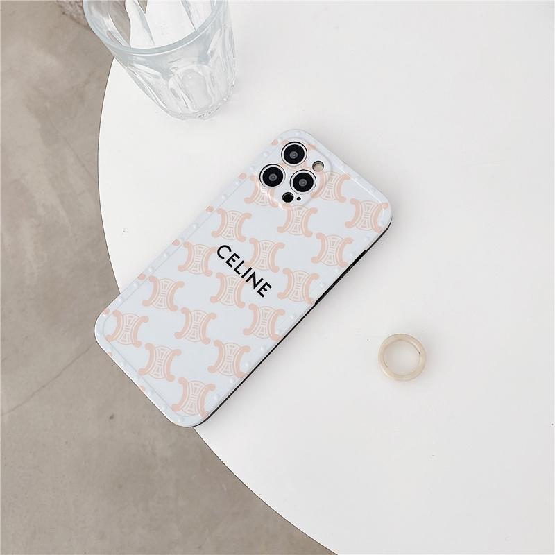 CELINE ロゴ入りケース セリーヌ iPhone 12 ProMax/12 Pro/12ケース チェック柄 トリオンフ柄