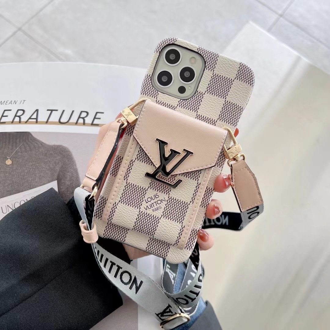 LV アイフォン13ProMaxカバー ダミエ 斜めがけ