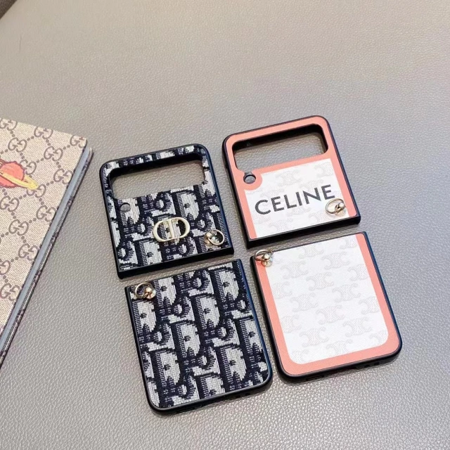 ディオール Galaxy Z Flip3ケース ショルダースマホケース セリーヌ ギャラクシーフリップ3 カバー 斜め掛け DIOR Galaxy Z Flip3 5Gケース トロッター柄 CELINE 折り畳みケース トリオンフ柄 チェーン付き 便利 cocobuyee通販