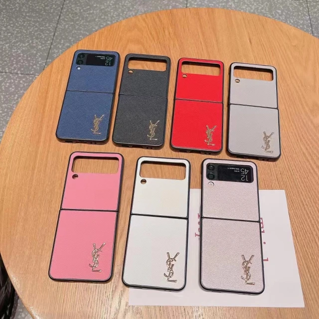 サンローラン Galaxy Z Fold3ケース ロゴ付き YSL Galaxy Z Flip3ケース シンプル Saint Laurent ギャラクシーフリップ3 カバー 高級感 Galaxy Z Fold3 5Gケース ビジネス 無地 オシャレ 折り畳みスマホケース 全7色