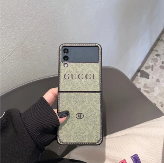 グッチ Galaxy Z Flip3ケース ロゴ付き 花柄 Gucci ギャラクシー Z フリップ3カバー レトロ風 GUCCI Galaxy Z Flip3 5Gケース お洒落 ブランド 折り畳みスマホケース 高級感 グリーン ピンク 全2色