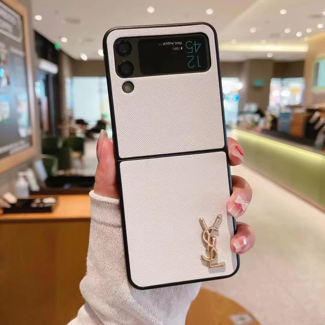 サンローラン Galaxy Z Fold3ケース ロゴ付き YSL Galaxy Z Flip3ケース シンプル Saint Laurent ギャラクシーフリップ3 カバー 高級感 Galaxy Z Fold3 5Gケース ビジネス 無地 オシャレ 折り畳みスマホケース 全7色