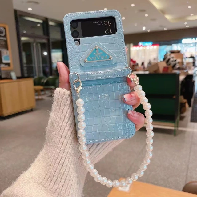 プラダ Galaxy Z Flip3ケース チェーン付き ワニ柄 PRADA クロコダイル