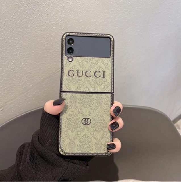 グッチ Galaxy Z Flip3ケース ロゴ付き 花柄 Gucci ギャラクシー Z フリップ3カバー レトロ風 GUCCI Galaxy Z Flip3 5Gケース お洒落 ブランド 折り畳みスマホケース 高級感 グリーン ピンク 全2色