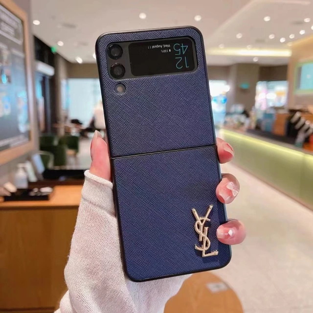 サンローラン Galaxy Z Fold3ケース ロゴ付き YSL Galaxy Z Flip3ケース シンプル Saint Laurent ギャラクシーフリップ3 カバー 高級感 Galaxy Z Fold3 5Gケース ビジネス 無地 オシャレ 折り畳みスマホケース 全7色