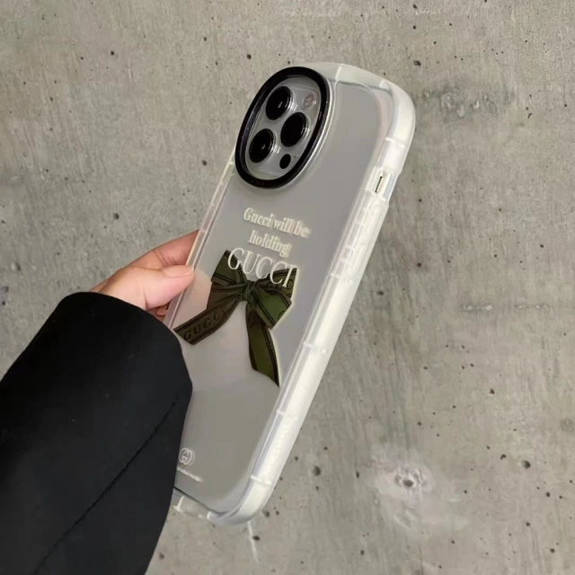 グッチ iPhone 13 ProMax/13 Proケース ロゴ付き Gucci リボンモチーフ